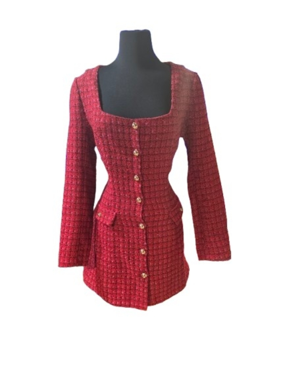 City Studio Red Tweed Mini Dress Jacket NWOT SZ 15/16
